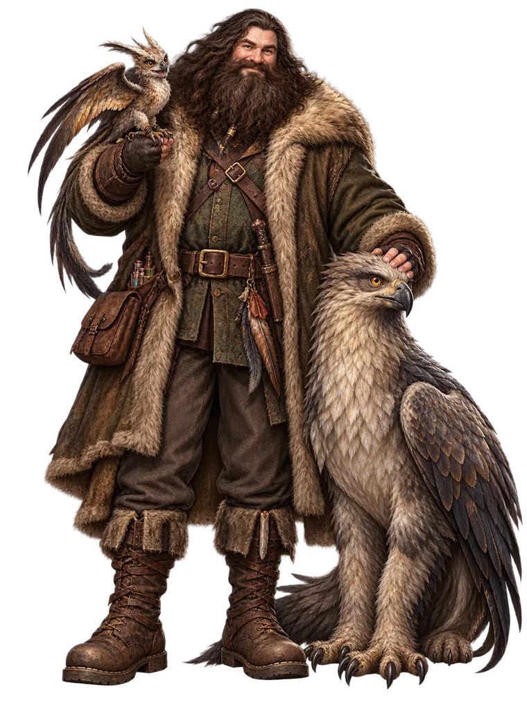 Hagrid stojící před svým domkem